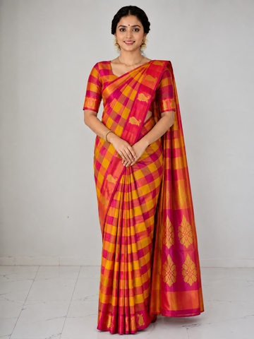 AARANI CHECKED PAALUM PAZHAMUM PURE SILK SAREE COLLECTIONS