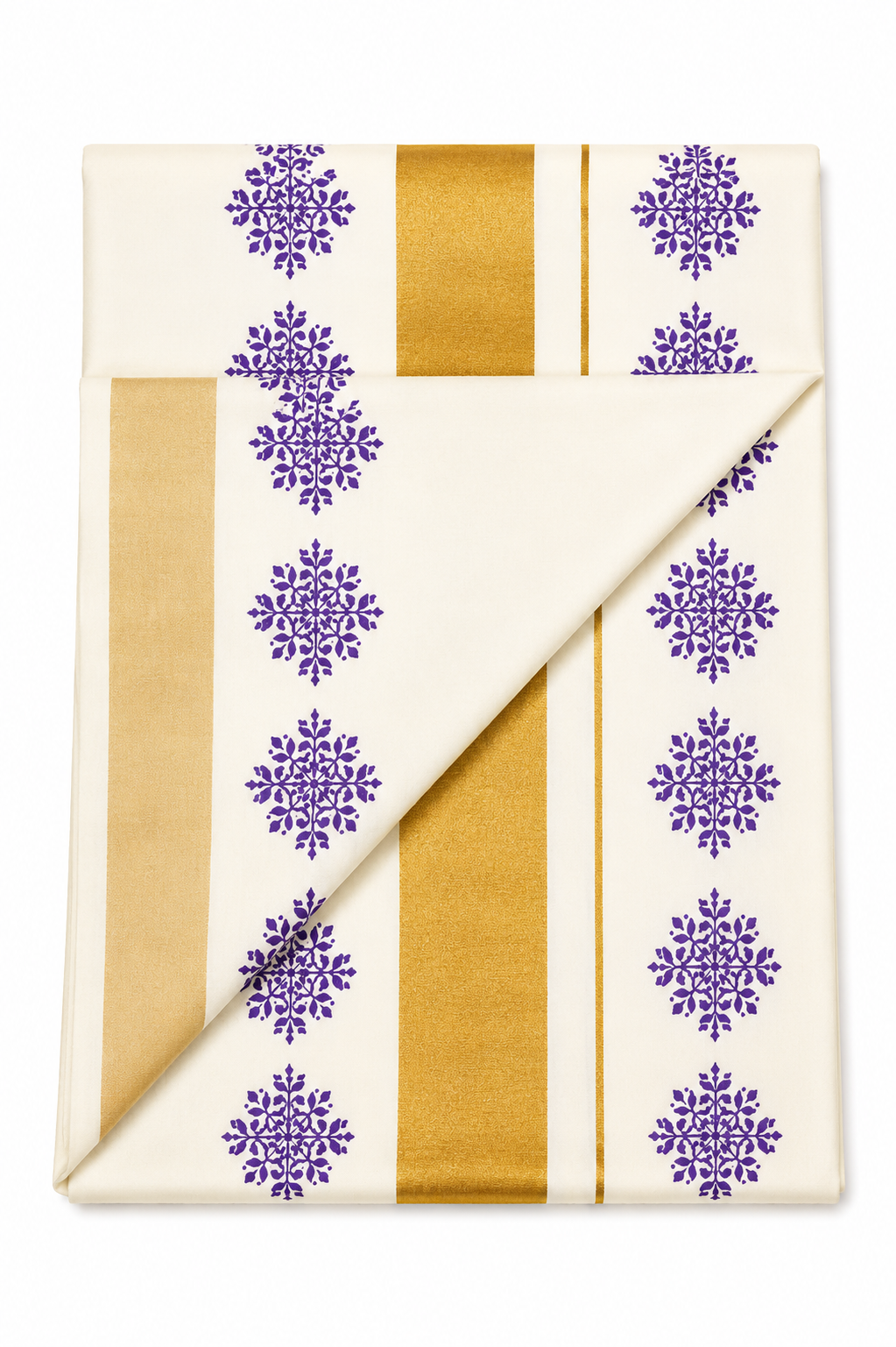 kerala kasavu saree with lavender color print saree