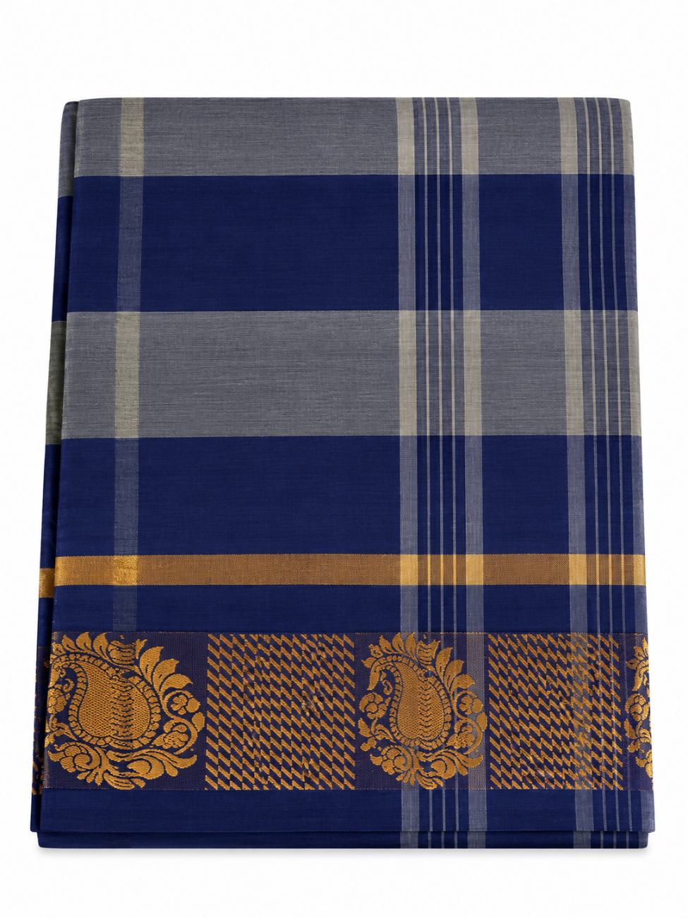 Navy blue color handloom  chettinadu cotton saree