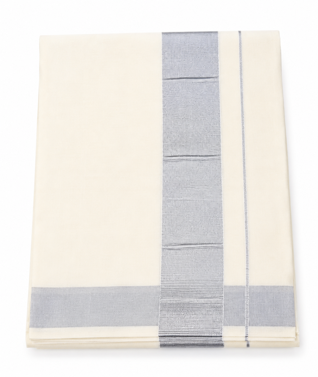 Kerala kasavu saree with silver zari boarder