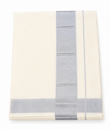 Kerala kasavu saree with silver zari boarder