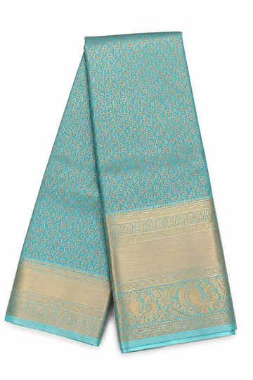 Turquoise blue color mysore tissue silk saree