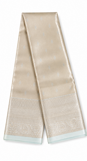 Golden beige color mysore tissue silk saree