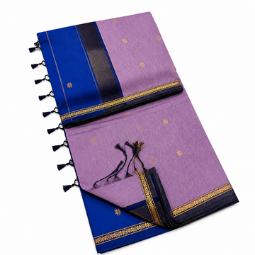 ROYAL BLUE WITH LAVENDER COLOR MAHESWARI COTTON SAREE