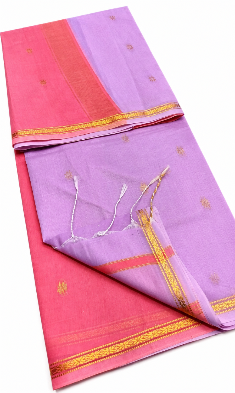 LAVENDER WITH PINK COLOR MAHESWARI COTTON SAREE