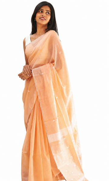 CREAM COLOR MAHESWARI COTTON SAREE