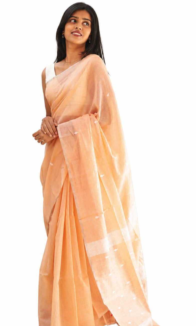 CREAM COLOR MAHESWARI COTTON SAREE