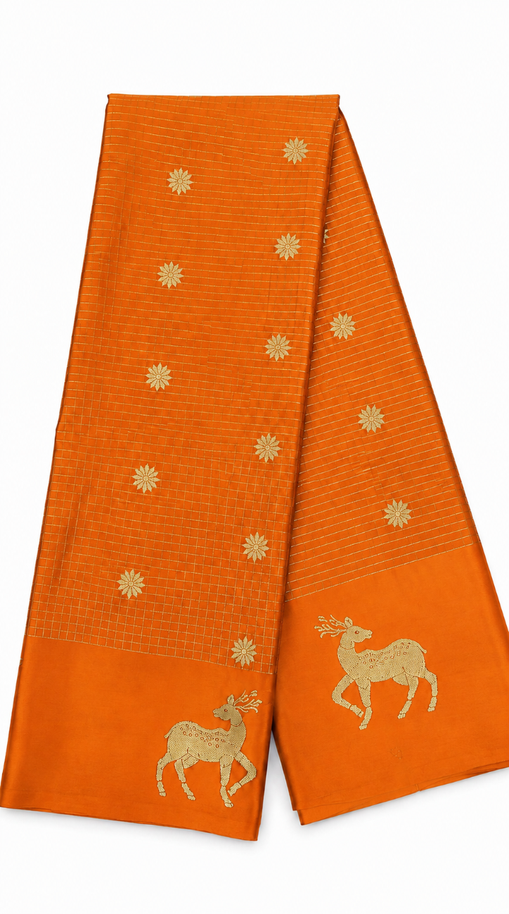 Orange color mysore silk saree