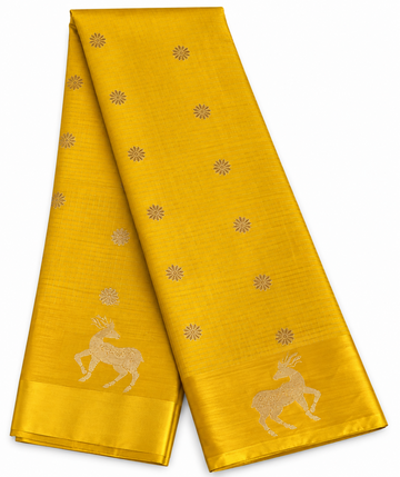 Golden yellow color mysore silk saree