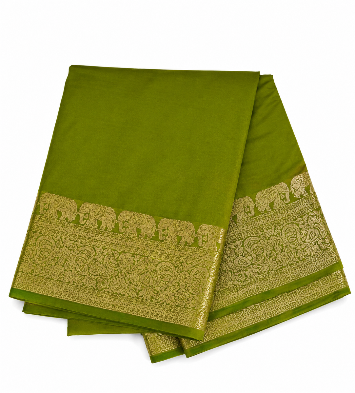 Olive green color pure mysore silk saree