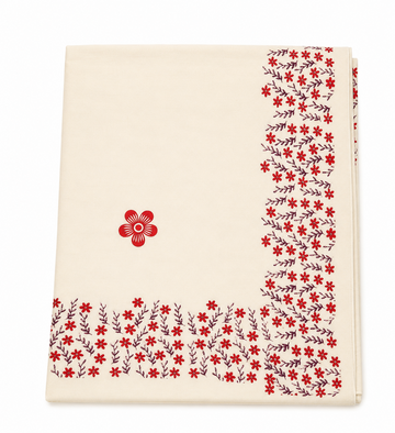 KERALA KASAVU SAREE WITH RED COLOR FLORAL PRINT DESIGNS