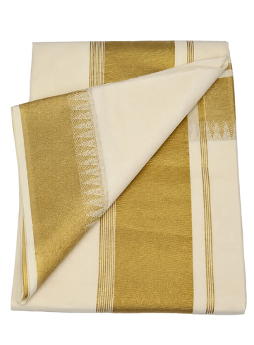 kerala kasavu saree with rich golden color zari work
