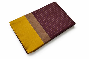 COFFEE BROWN WITH SMALL GOLD CROSS MOTIFS AARANI PLUS SILKS