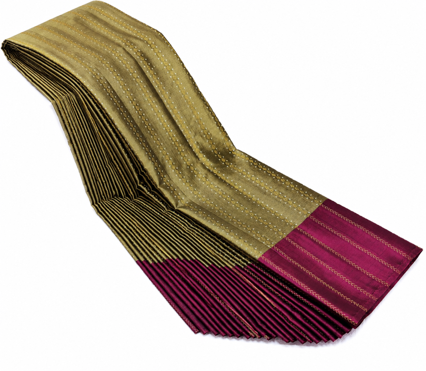 OLIVE GOLD WITH WINE PURPLE AARANI DOUBLE COLOR SILK SAREE