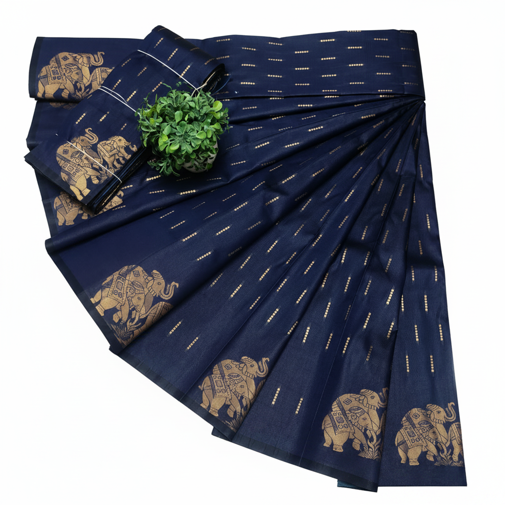 NAVY BLUE COLOR KUBERA SILK SAREE