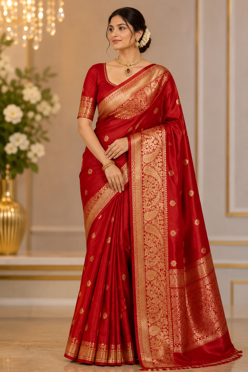 RED COLOR BANARASI SILK SAREE