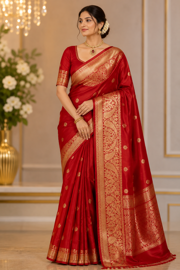 RED COLOR BANARASI SILK SAREE