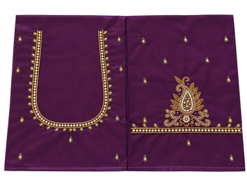 ROYAL PURPLE COLOR AARI WORK SILK COTTON BLOUSE PIECE