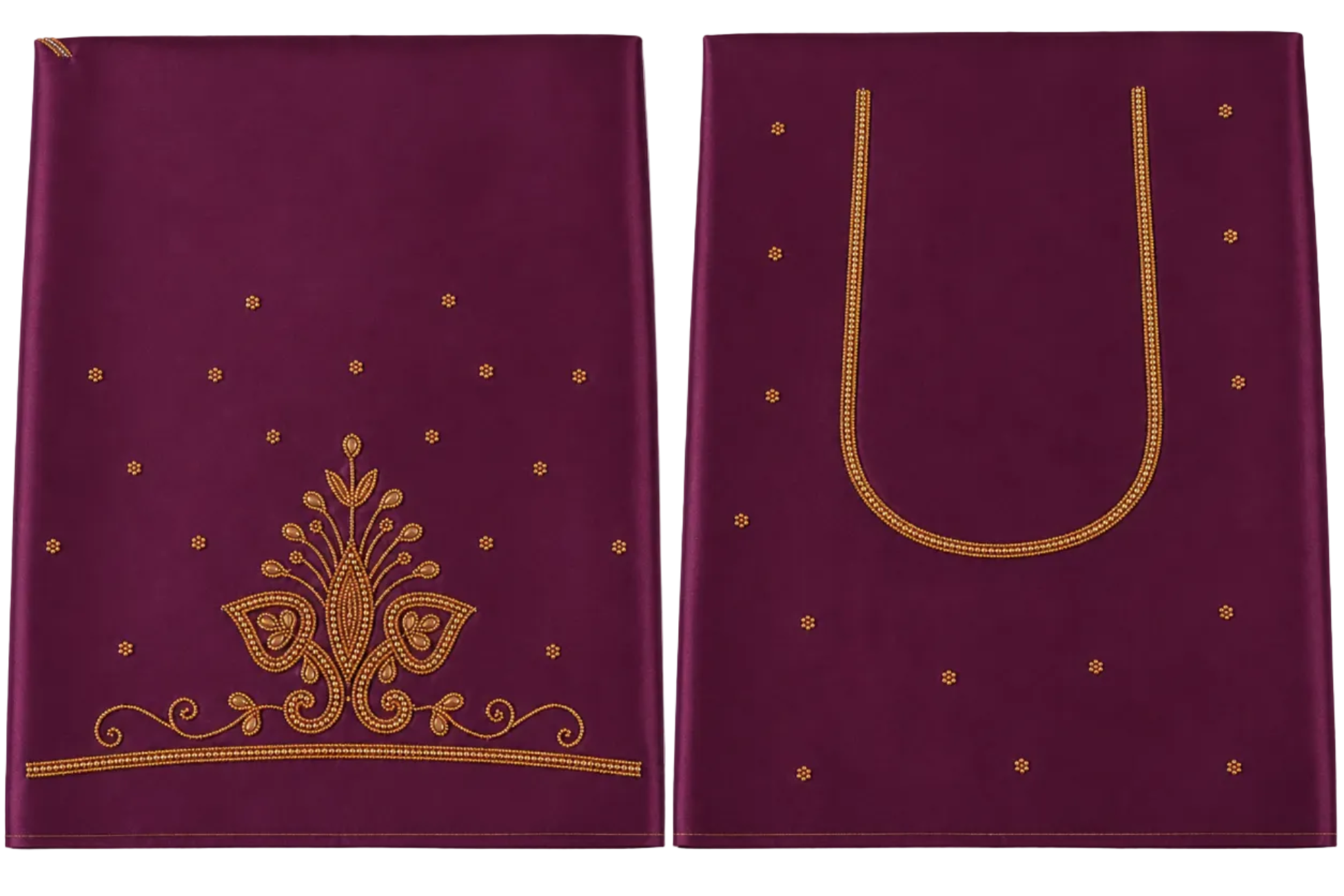 DEEP WINE COLOR AARI WORK SILK COTTON BLOUSE PIECE