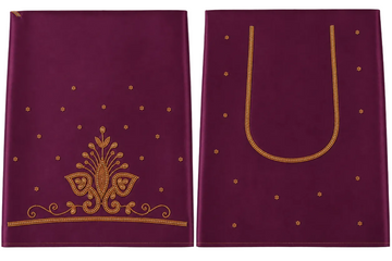 DEEP WINE COLOR AARI WORK SILK COTTON BLOUSE PIECE