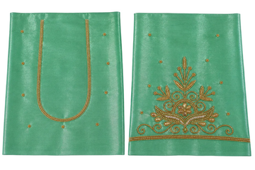 SEA GREEN AARI WORK SILK COTTON BLOUSE PIECE