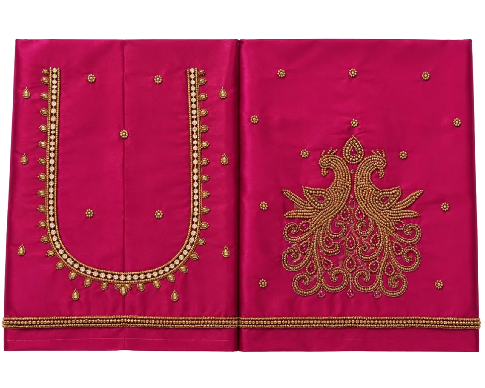 MAROON COLOR AARI WORK SILK COTTON BLOUSE PIECE