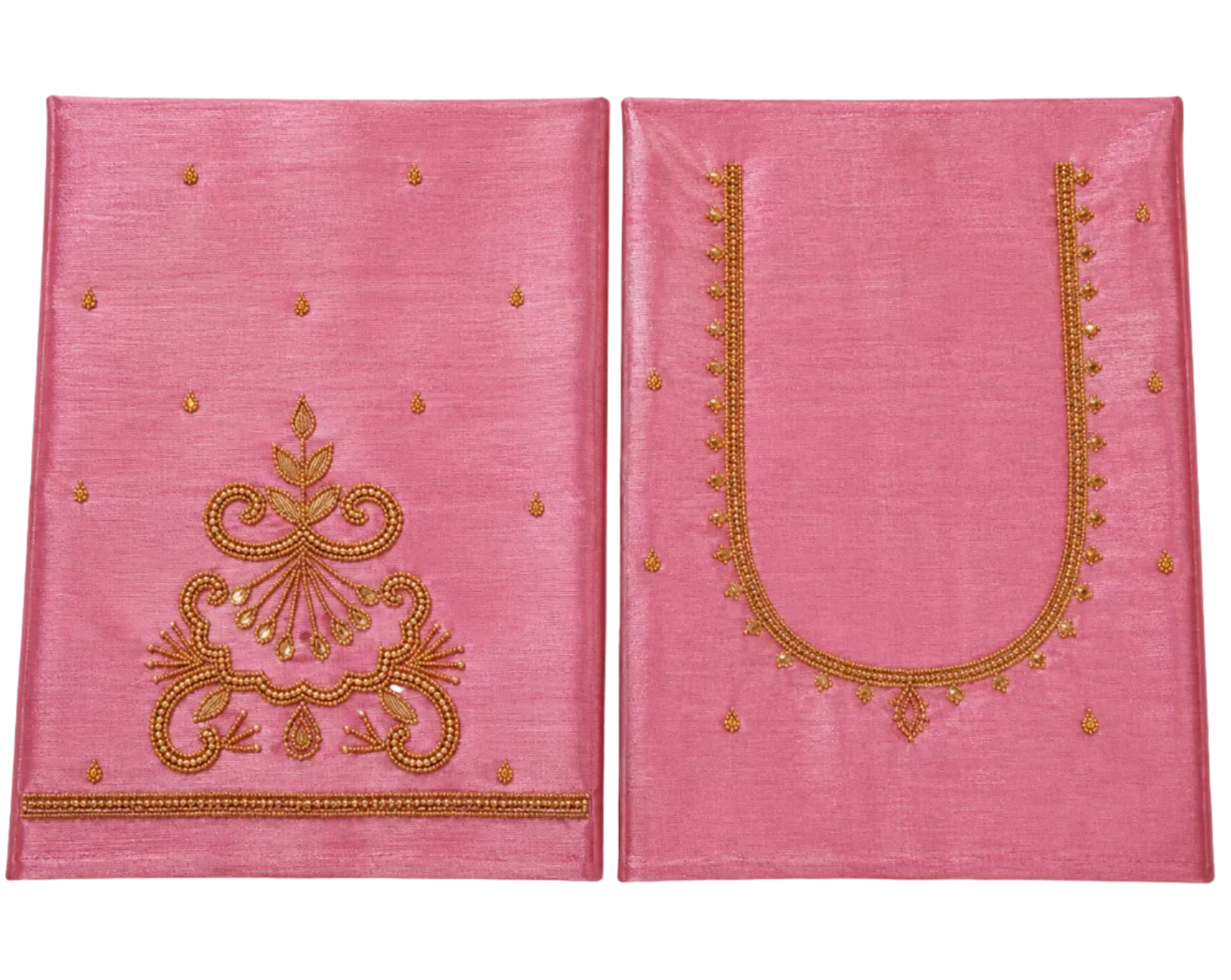 PINK COLOR AARI WORK TISSUE BLOUSE PIECE