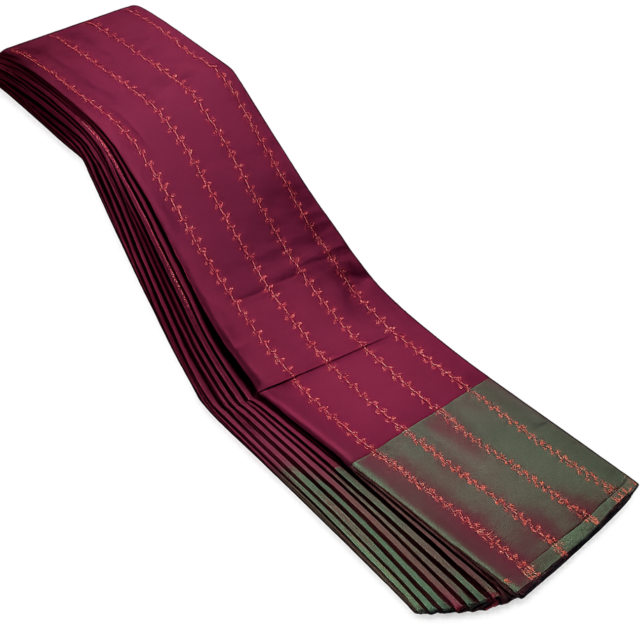 WINE COLOR WITH BOTTLE G REEN AARANI DOUBLE COLOR SILK SAREE