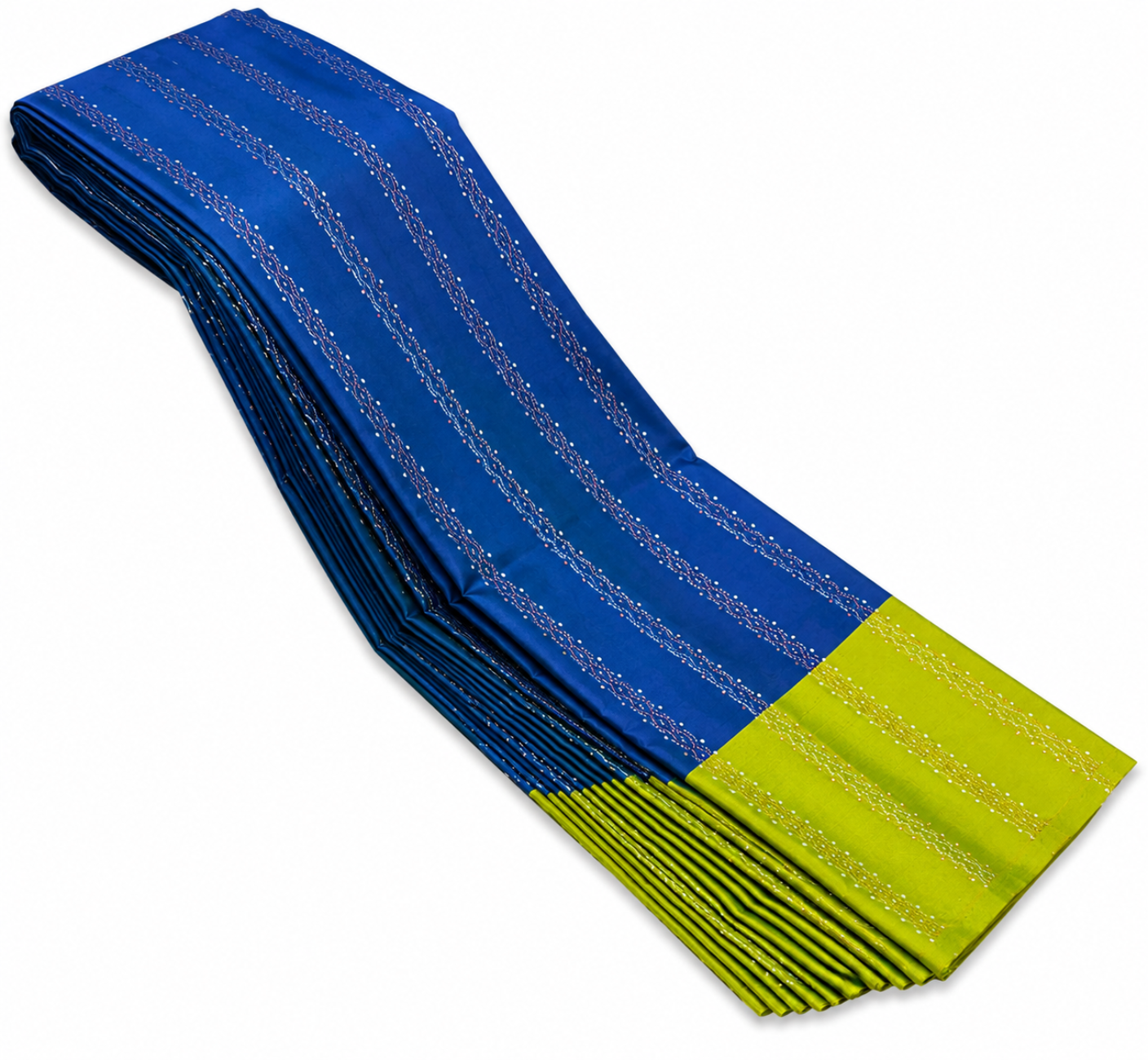 ROYAL BLUE WITH PARROT GREEN AARANI DOUBLE COLOR SILK SAREE