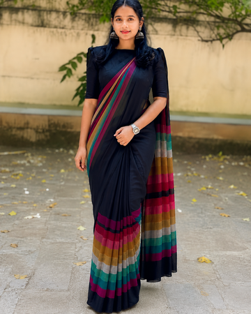 RAIN BOW COLOR MULMUL COTTON SAREE