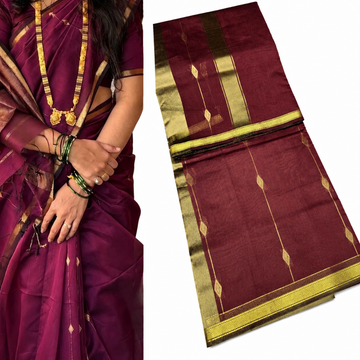 MAROON COLOR VAIRA OOSI SILK COTTON SAREE