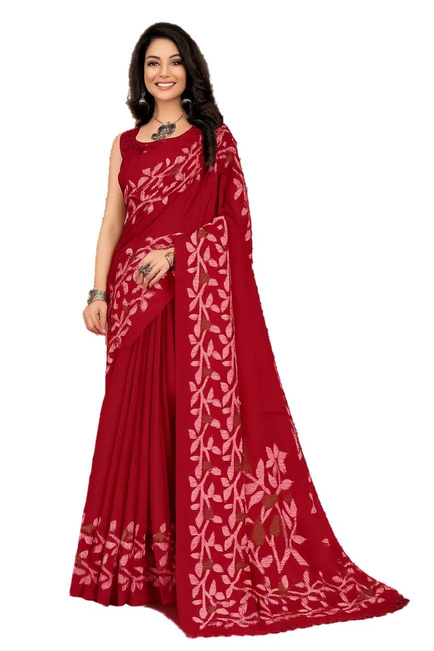 MAROON COLOR JUTE SILK SAREE