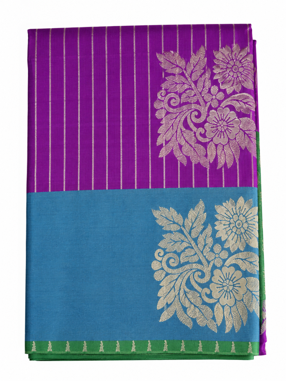 Purple and teal blue color luxuary silk saree