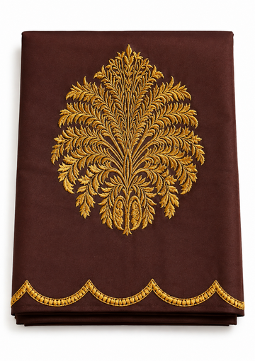 Coffee brown color embroidery silk cotton blouse piece