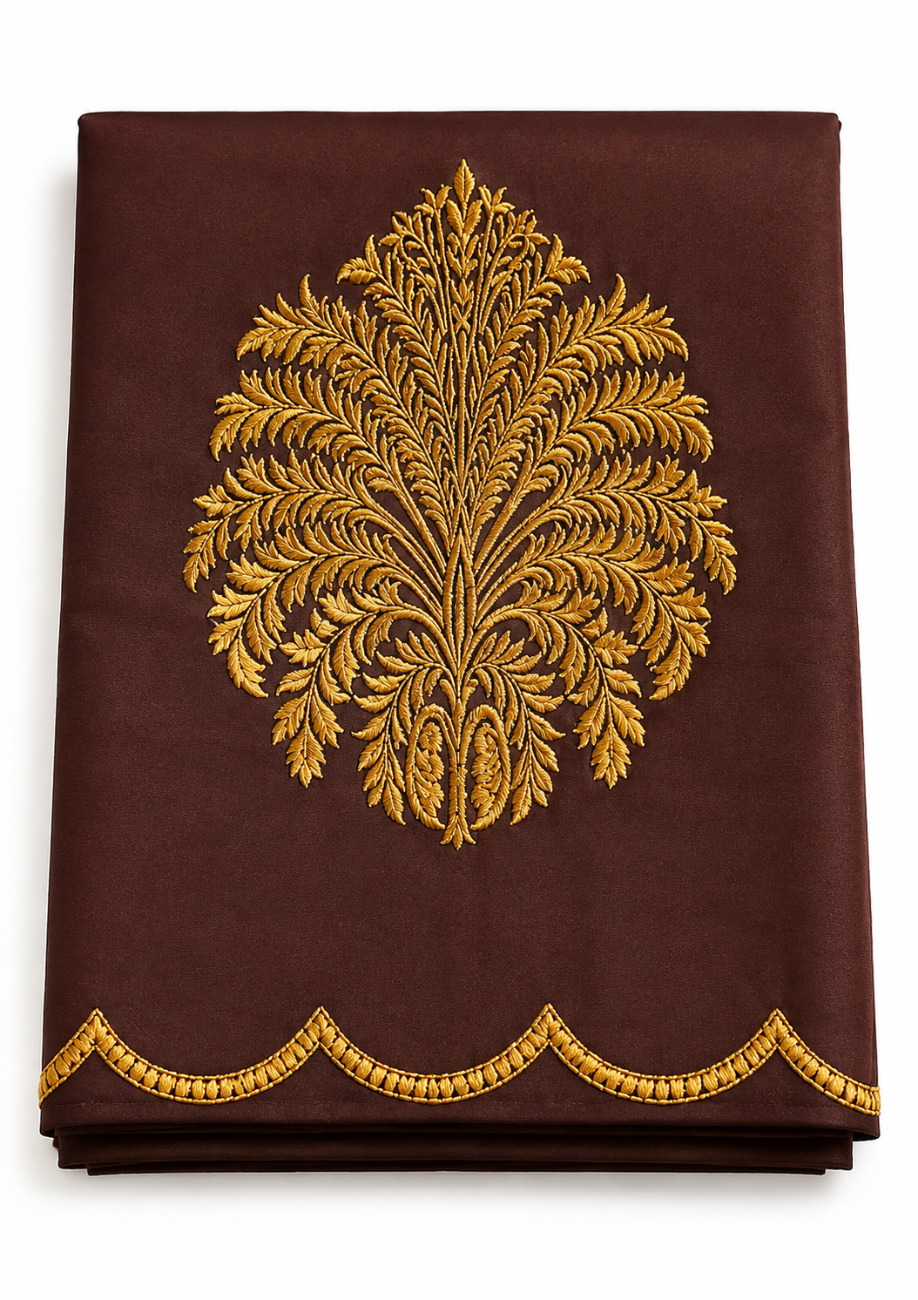 Coffee brown color embroidery silk cotton blouse piece