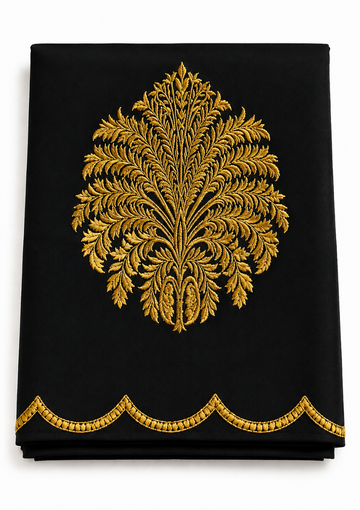 Black color embroidery work silk cotton blouse piece