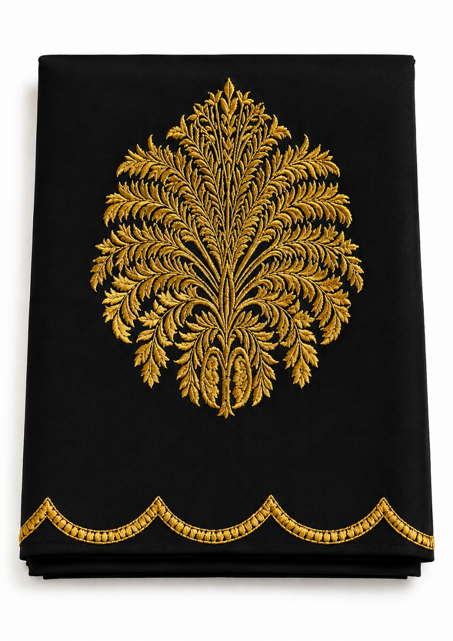 Black color embroidery work silk cotton blouse piece