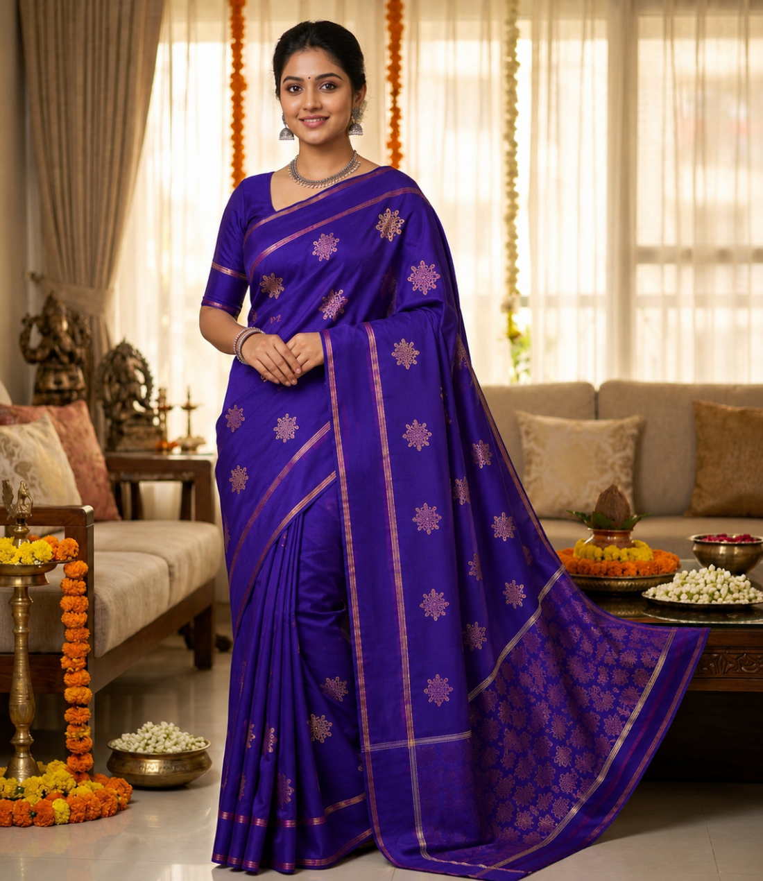 ROYAL PURPLE COLOR SOFT SILK SAREE