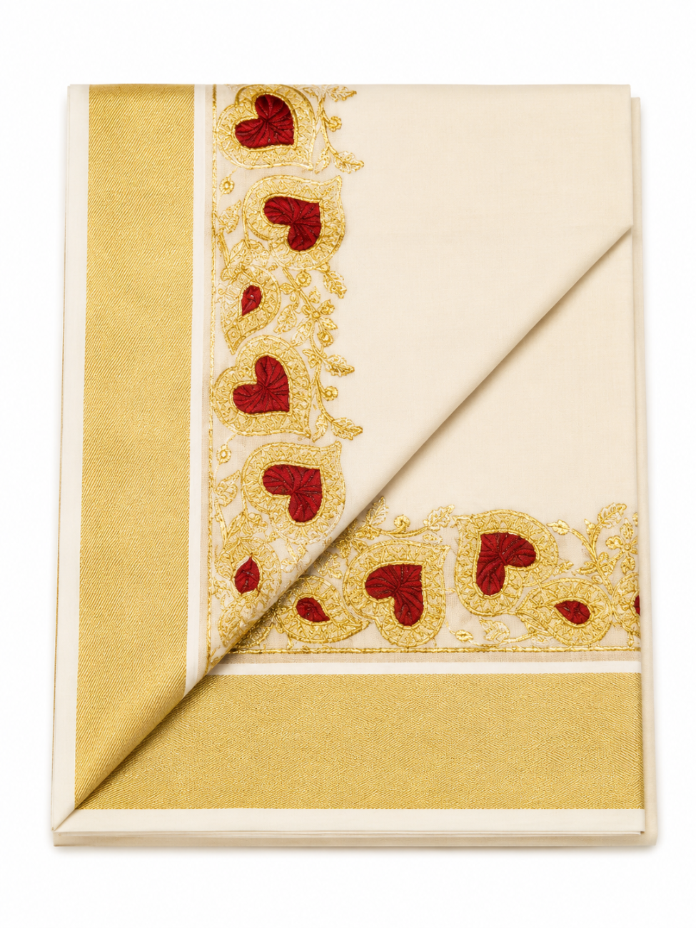 KERALA KASAVU SAREE WITH MAROON COLOR EMBROIDERY WORK
