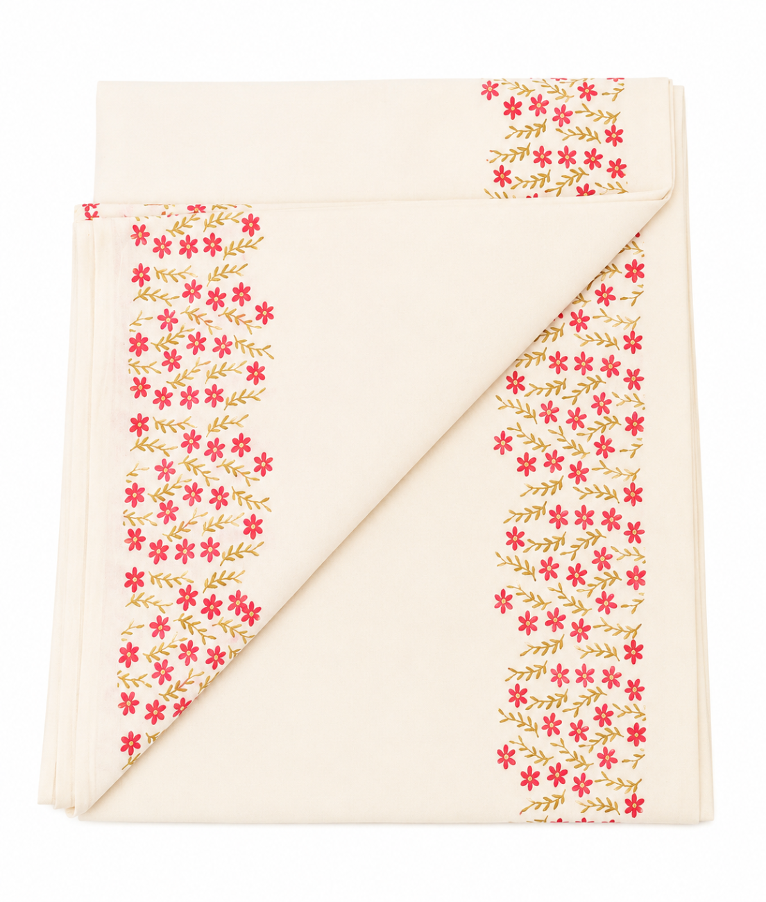 KERAL KASAVU SAREE WITH PINK FLORAL PRINT DESIGNS