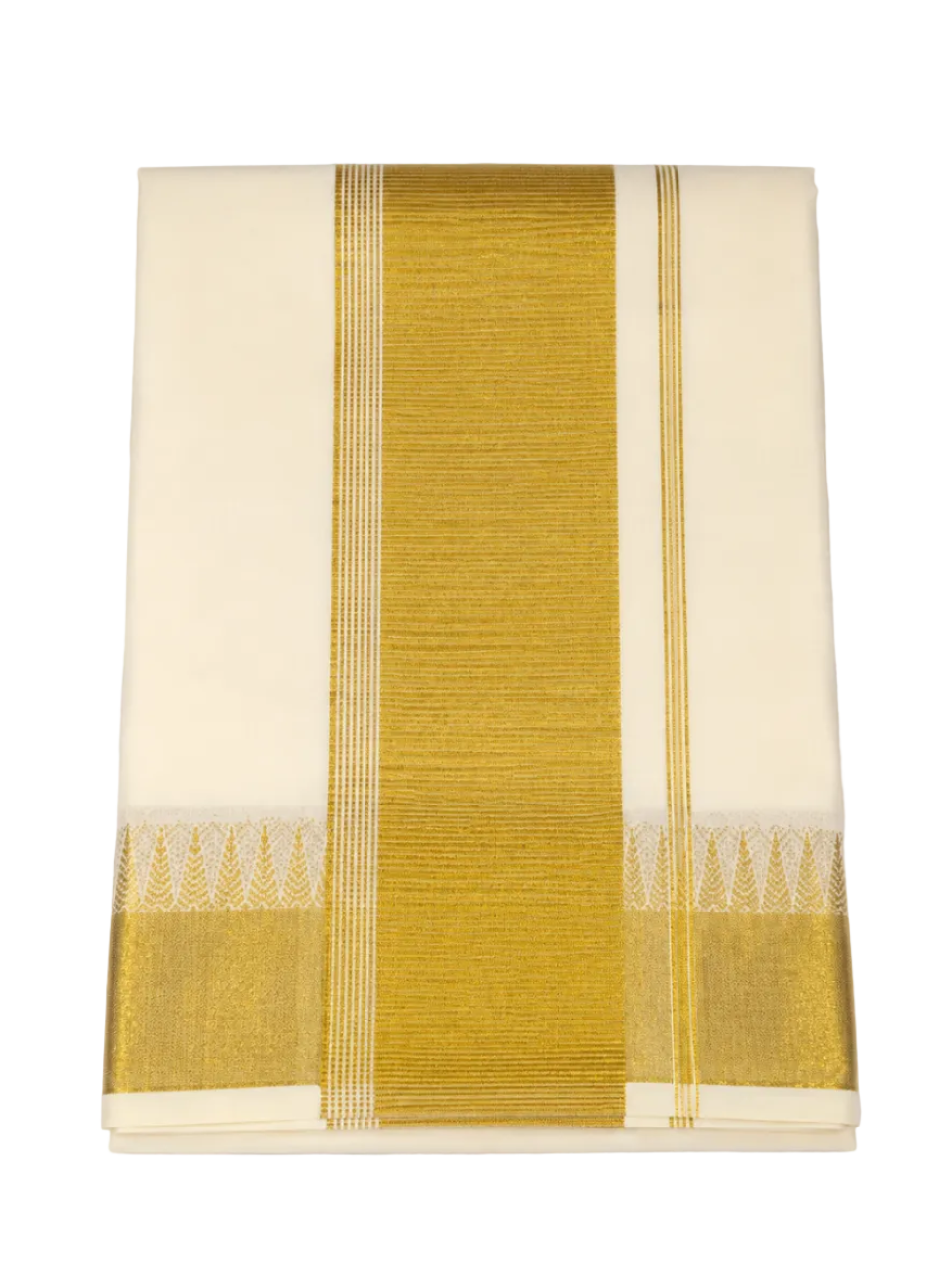 kerala kasavu saree with rich golden color zari work