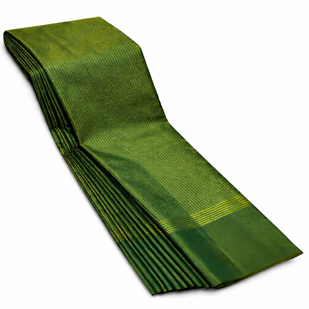 Green checked Aarani silk saree
