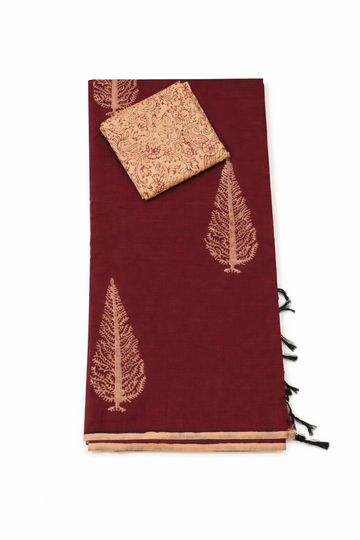 MEROON COLOUR SOUTHCOTTON SAREE