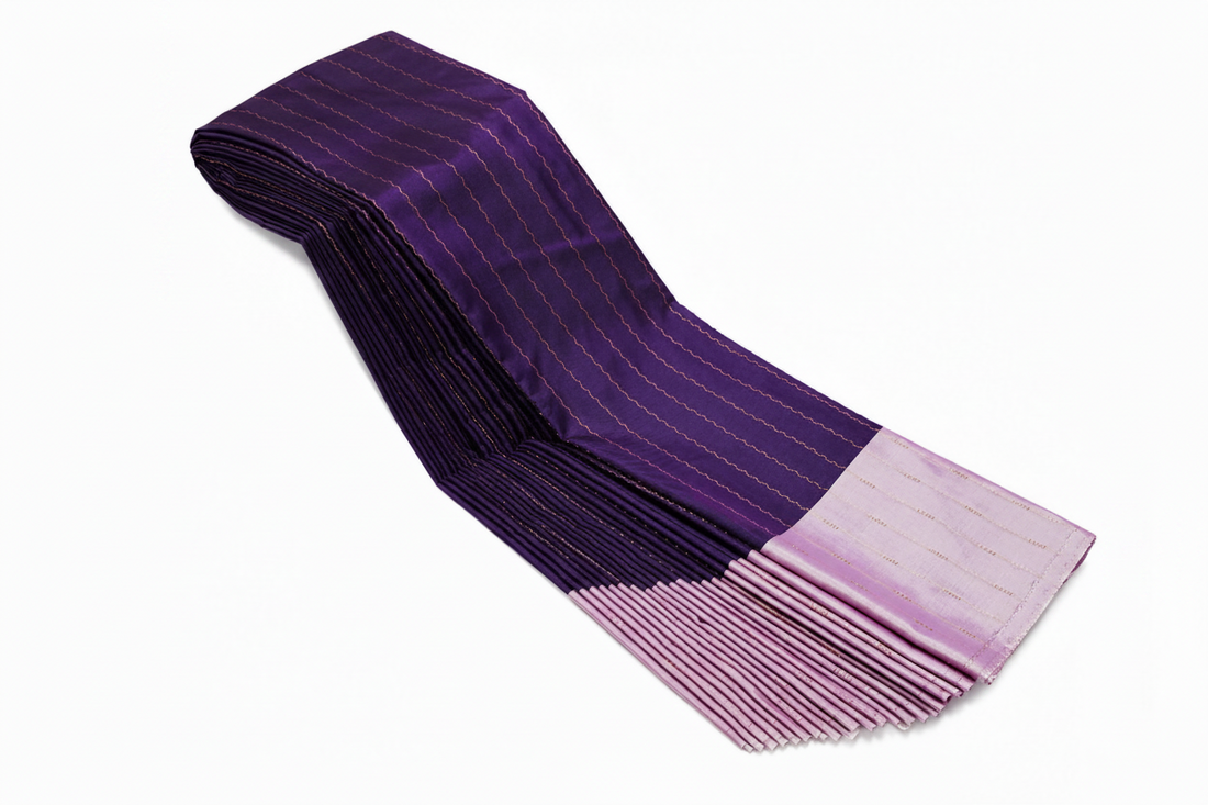 DEEP VIOLOET AND LAVENDER AARANI DOUBLE COLOUR SILK SAREE