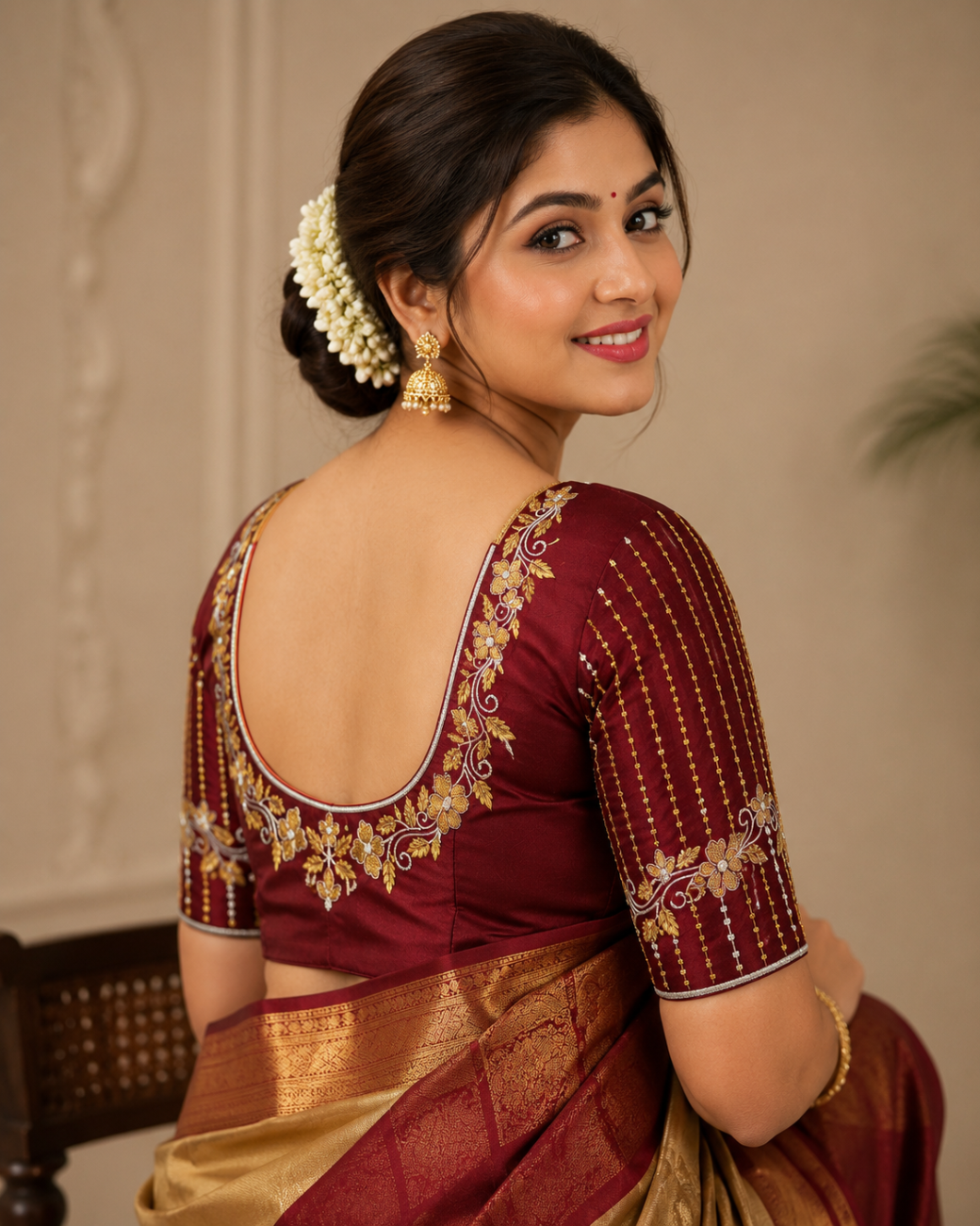 MAROON COLOR EMBROIDERY COTTON SILK BLOUSE PIECE