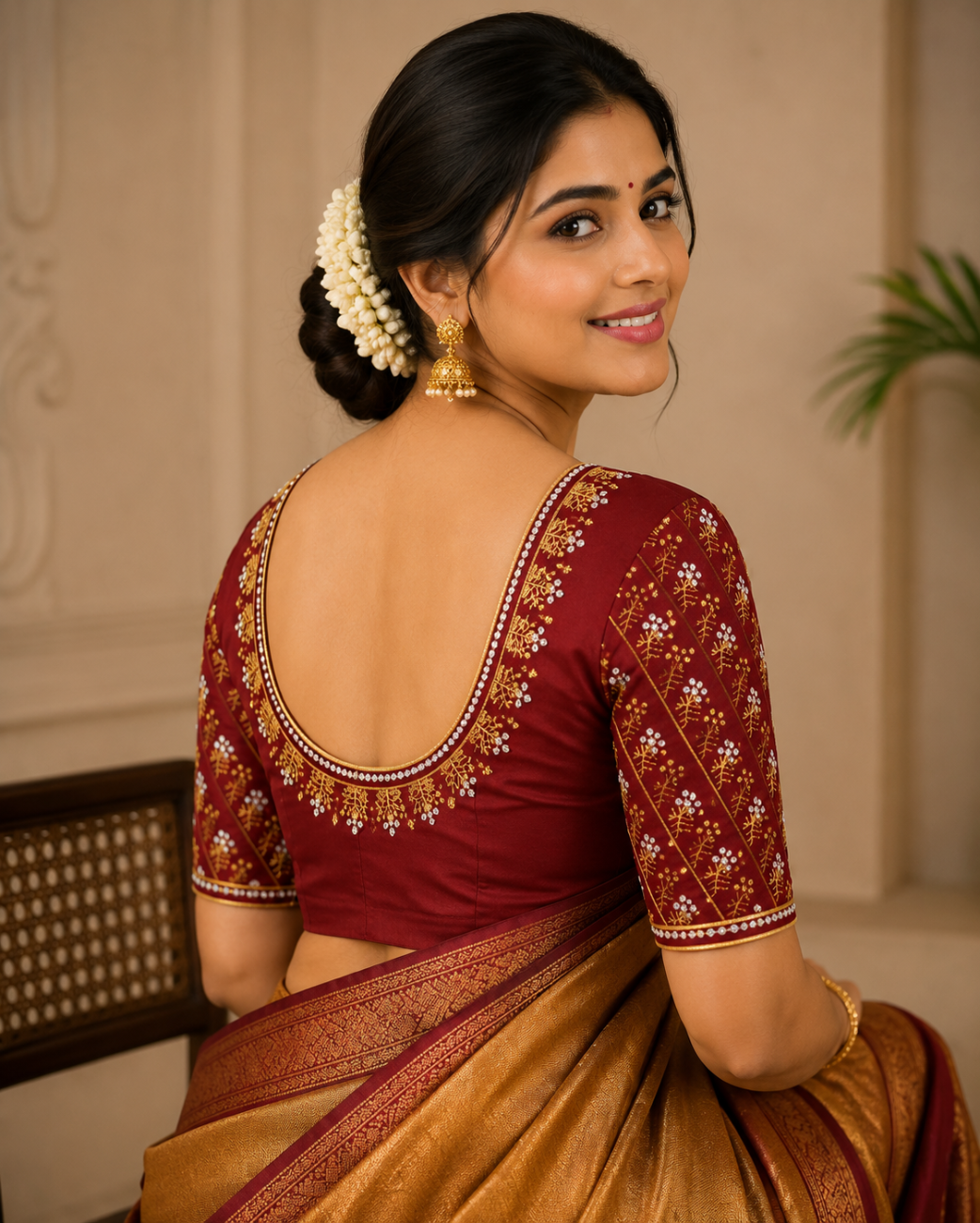 MAROON COLOR EMBROIDERY COTTON SILK BLOUSE PIECE