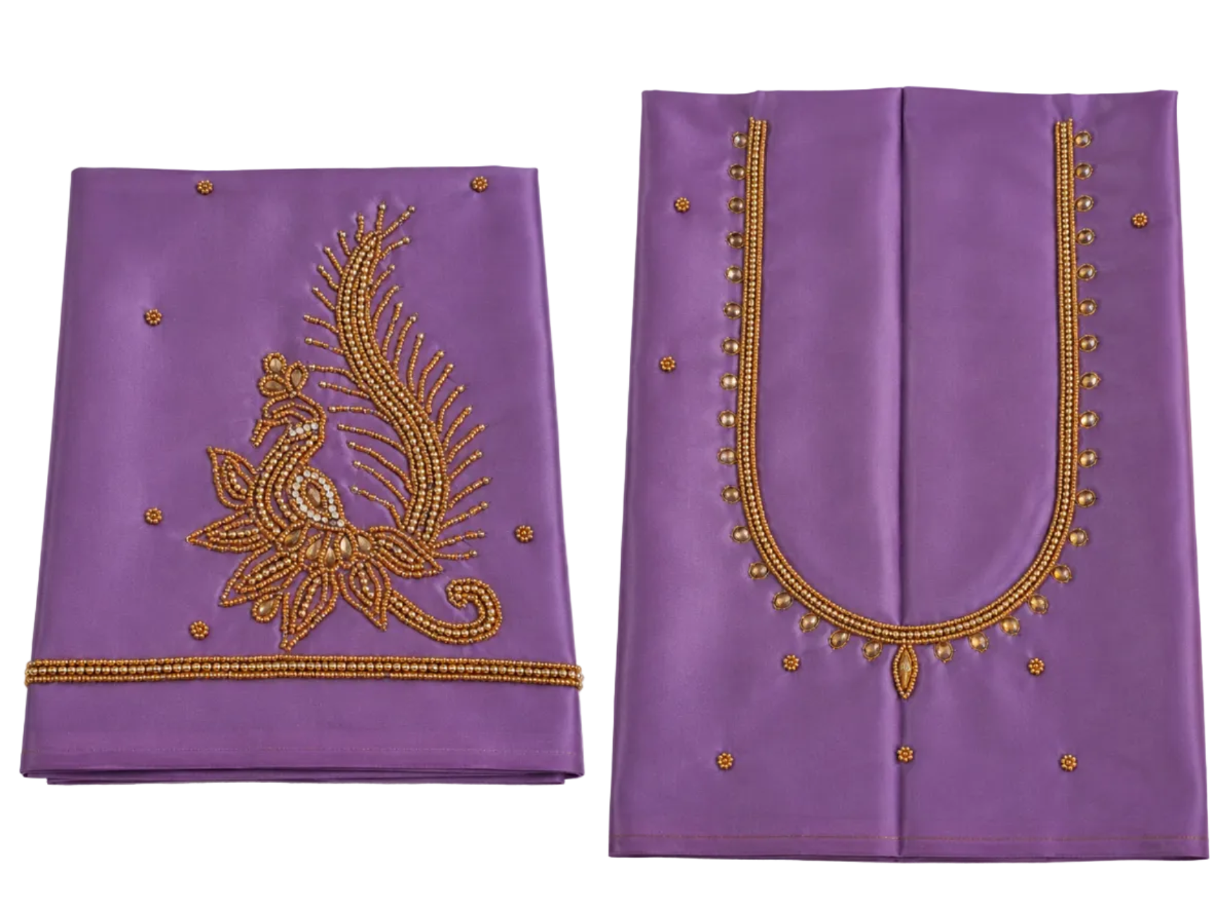LAVENDER PURPLE COLOUR AARI WORK SILK COTTON BLOUSE