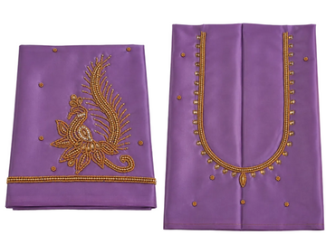 LAVENDER PURPLE COLOUR AARI WORK SILK COTTON BLOUSE
