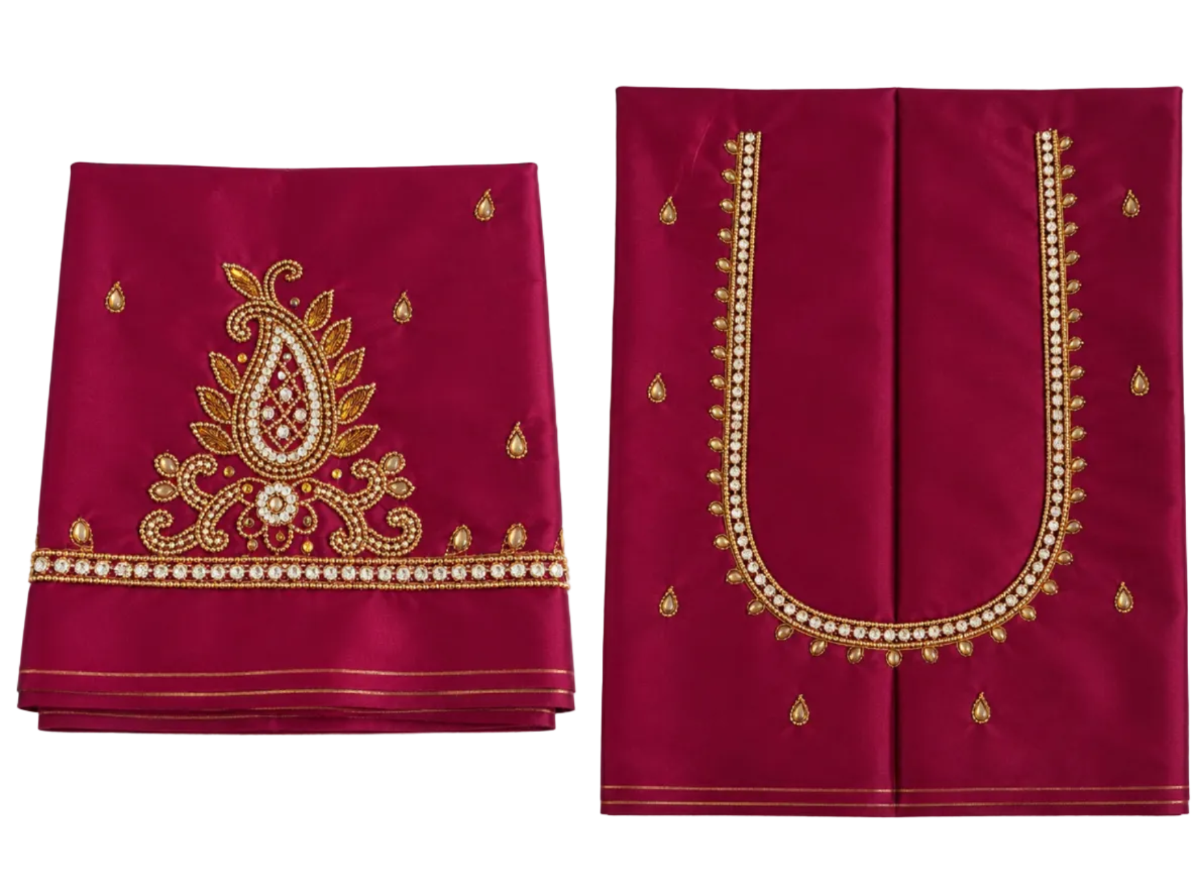 WINE MAROON AARI WORK SILK COTTON BLOUSE