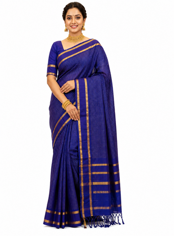 VIOLET COLOR MUTHU KATTAM KALYANI COTTON SAREE